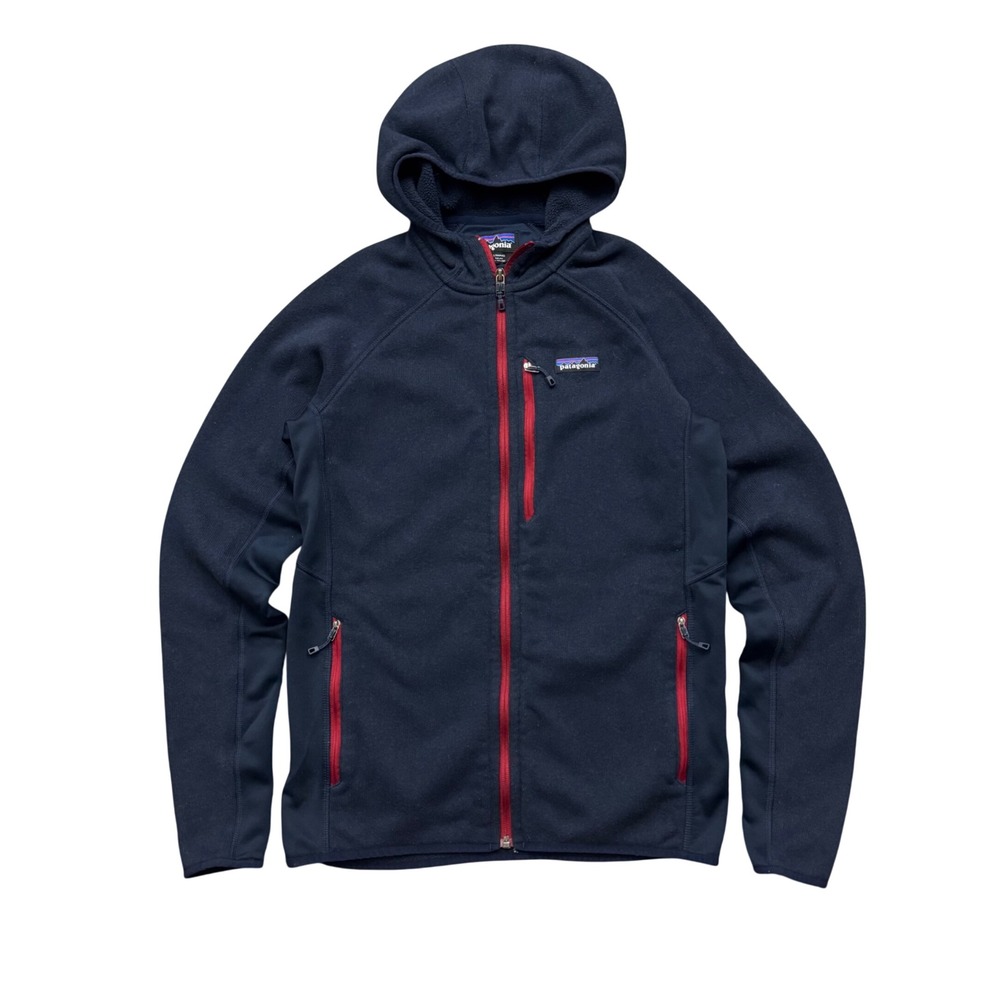 Patagonia Better Sweater Hoody Full Zip Fleece Red Trim Jacket Blue Mens M